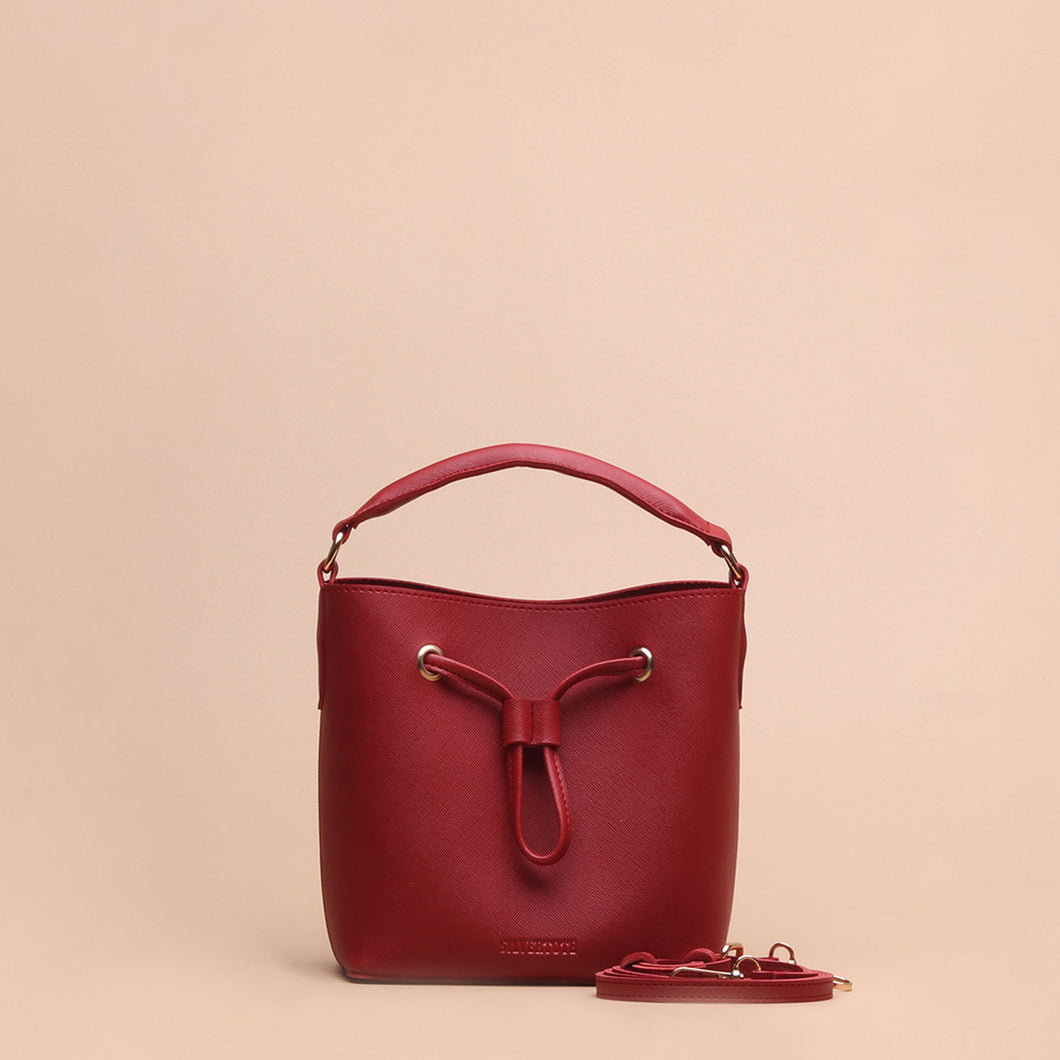 Suri Mini Bucket Bag Maroon