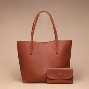 Tas Tote Wanita Silvertote Jenner Two Tone Brown Creme