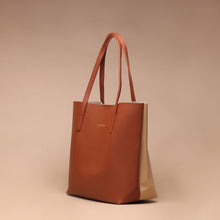 Load image into Gallery viewer, Tas Tote Wanita Silvertote Jenner Two Tone Brown Creme
