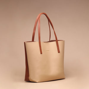 Tas Tote Wanita Silvertote Jenner Two Tone Brown Creme