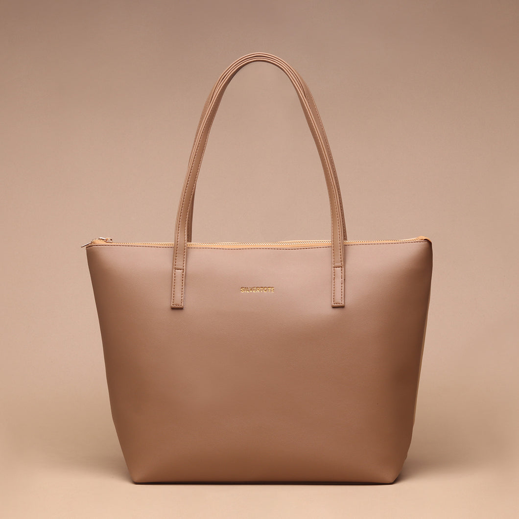 Tas Tote Wanita Silvertote Jetset Two Tone Khaki Creme